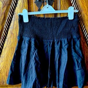 J. Crew Black Smocked Linen Skirt